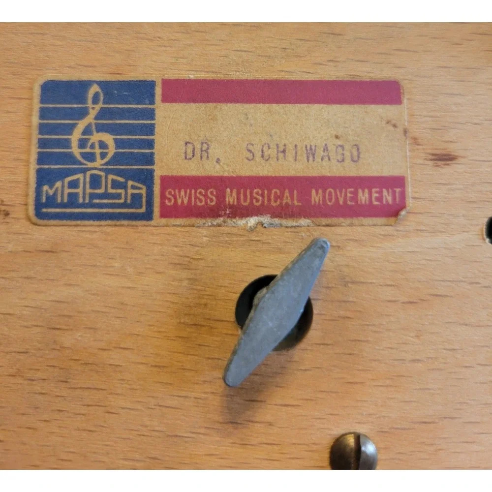 MAPSA Swiss Chalet Music Box Vintage Alpine Cabin Jewelry Box Wood Dr Schiwago